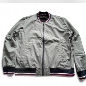 Tommy Hilfiger Gray Bomber Jacket with Navy Accents